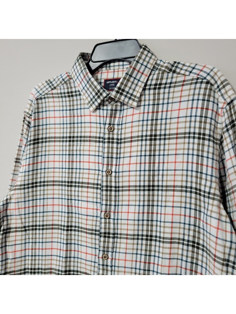 UNTUCKit Merzling Button Up Shirt Mens Large White Plaid